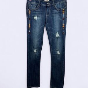 Mudd Blue Straight Leg Jeans with Beaded Accents